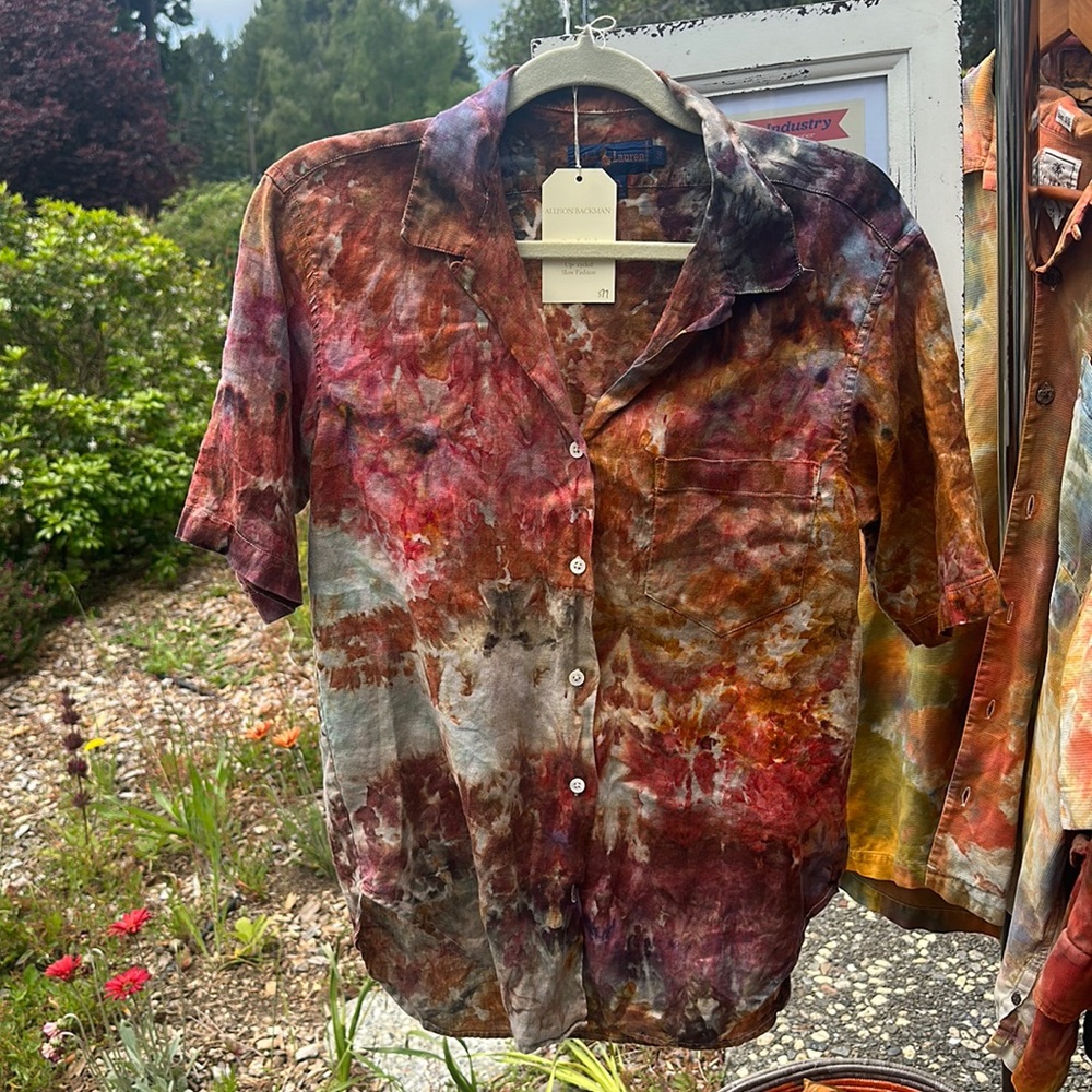 Ralph Lauren Vintage Linen button down shirt ice dyed by Allison Backman 14